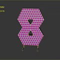 Modern Geometric Figure 8 Shaped Decorative Furniture With Perforated Dot Pattern And Metal Stand Support