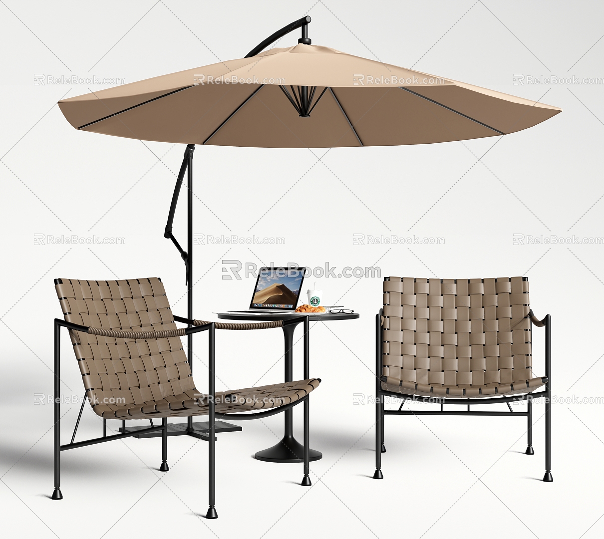 Rattan Leisure Chair Outdoor Chair Sunshade 3d model