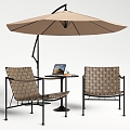 Rattan Leisure Chair Outdoor Chair Sunshade 3d model