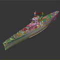 Detailed Warship 3D Model Showcasing Naval Architecture Deck And Armament Features 3d model