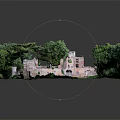 Ancient Castle Ruins Aerial View With Stone Walls And Surrounding Trees