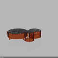 Modern Coffee Tables with Transparent Amber Bases and Marble Tops Featuring White Veins