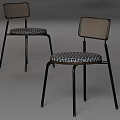 Modern Dining Chairs With Mesh Backrest Patterned Seat Cushion And Colored Legs 3d model