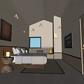 Cozy Hotel Guest Room With Bed Painting TV Window Warm Lighting Wooden Nightstand And Rug