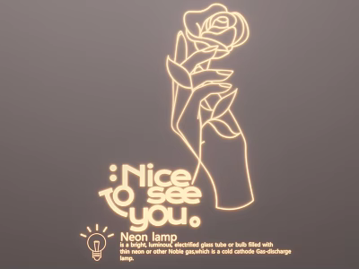 Creative Neon Lamp Set With Hand Holding Rose Design And Nice To See You Text 3d model