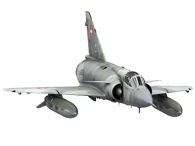 Detailed Gray Military Fighter Jet Front Profile With Tail Emblem And Underwing Mounts 3d model