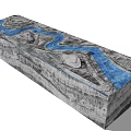 Rockery Stone Landscape Design With Blue Water Flow And Scenic Details