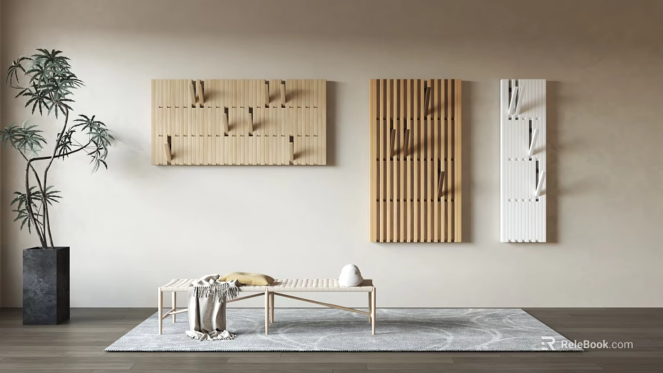 Minimalist Wall Mounted Hooks With Multiple Designs For Living Room 3d model