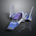 Futuristic Blue Starfleet Spacecraft Model with Wings Cockpit and Number 20