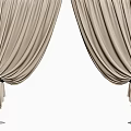 Beige Velvet Curtains With Elegant Drapery Design And Black Tiebacks For Home Windows