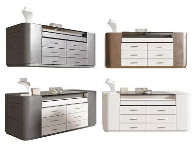 Elegant Modern Dressing Tables In Various Colors With Drawers And Decorative Items 3d model