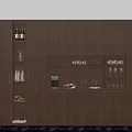 Modern Wooden Wine Cabinet Interior Design With Bottles Glasses And Coffee Machine