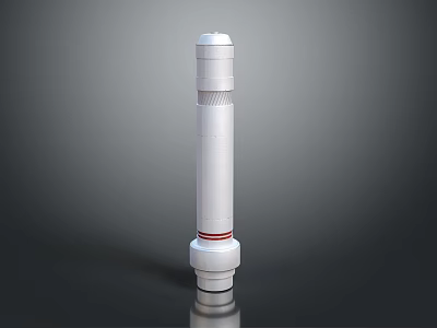 White Cylindrical Weapon Design With Red Stripes And Smooth Surface Finish 3d model