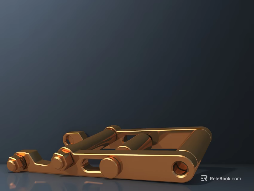 Gold Metal Decorative Ornament Set with Cylindrical Square Structures Smooth Shiny Surface on Dark Background 3d model 