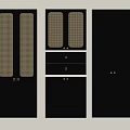 Black Cabinet Doors With Grid Patterns And Solid Color Designs For Home Interior 3d model