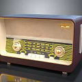 Vintage Brown Radio With Retro Design Front Panel Golden Knobs And Decorative Lines