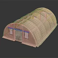 Beige Outdoor Tent With Textured Fabric Semicircular Structure Two Windows And Door 3d model