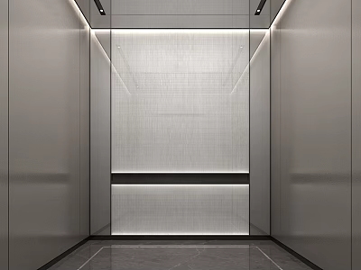 Modern Elevator Lobby Interior With Sleek Metallic Finish And Ambient Lighting 3d model
