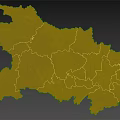Artistic Wall Decor Map With Green Terrain Yellow Outline And Mountainous Regions