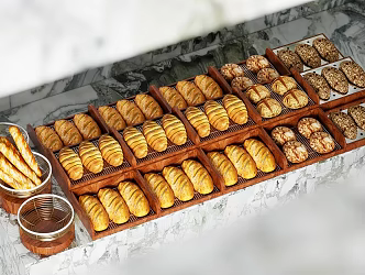 Bread baking shop display props 3d model