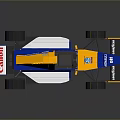 Blue Yellow White Formula Racing Car With Canon Logo Detailed Exterior Design