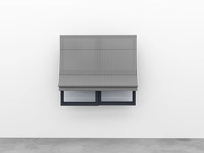 Minimalist Gray Roller Shutter Window Installed On White Wall With Black Frame 3d model