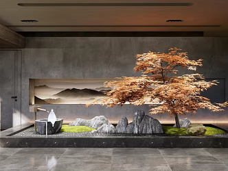 Japanese-style landscape sketch interior landscape 3d model