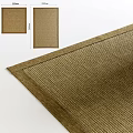 Square Area Rug With Textured Weave And Neutral Brown Tone