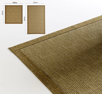 Square Area Rug With Textured Weave And Neutral Brown Tone 3d model