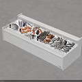 White Refrigerated Seafood Display Case With Fresh Shrimp Shellfish And Ice 3d model