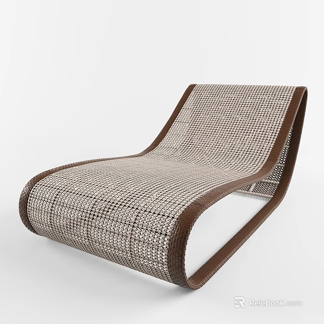 Stylish Garden Accent Curved Wicker Lounge Chair With Modern Design For Outdoor Use 3d model 
