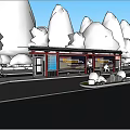 Outdoor Landscape Waiting Station Bus Station Intelligent Bus Station 3d model