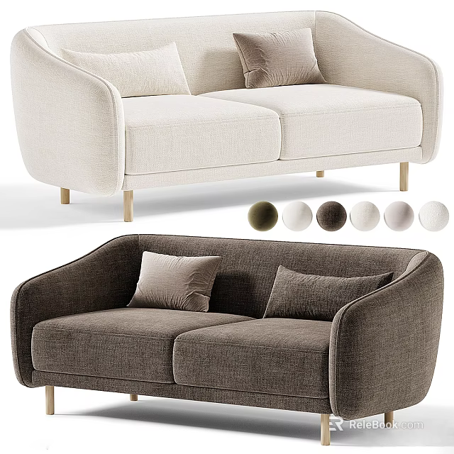 Two Seater Sofa Modern Design With Comfortable Fabric Multiple Color Options And Metal Legs 3d model 
