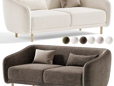 Two Seater Sofa Modern Design With Comfortable Fabric Multiple Color Options And Metal Legs 3d model