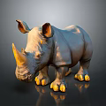 Realistic 3D Rhinoceros Model With Detailed Horn And Textured Skin Features