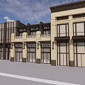 Modern Commercial Street Facade with Large Windows and Storefronts Featuring CELE Signboards on Building Exteriors