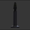 Pair of Gray Mechanical Weapons with Display Base and Detailed Industrial Design