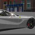 White Ferrari Two Door Sports Car Sleek Design Sharp Headlights Alloy Wheels With Red Accents