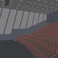 Modern Cinema Hall With Red Seats Large Screen And Ceiling Lights 3d model