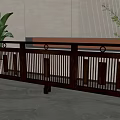 Modern Dark Railing With Vertical Slats And Circular Accents For Interior Design 3d model