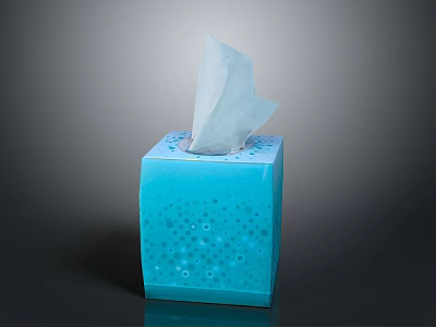 Blue Patterned Tissue Box With Soft Facial Tissue For Daily Home Use 3d model