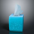 Blue Patterned Tissue Box With Soft Facial Tissue For Daily Home Use 3d model