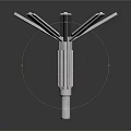 Silver Metal Mechanical Equipment With Radial Blades And Central Shaft Structure