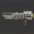 Futuristic Spaceship Model with Sci Fi Design Blue Glowing Elements and Complex Structure