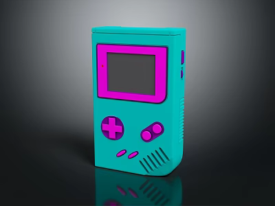Retro Handheld Game Console Turquoise And Pink Design Portable Entertainment Device With Classic Gaming Features 3d model