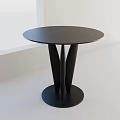 Modern Round Dining Table With Black Surface And Unique V Shaped Legs In Minimalist Space 3d model