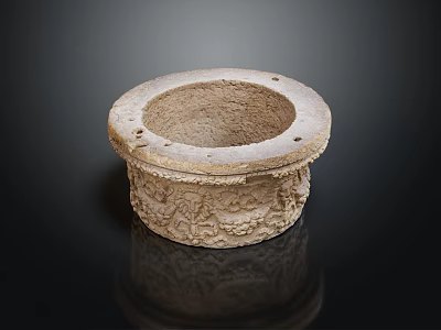Decorative Carved Stone Vessel With Circular Shape Intricate Patterns And Holes 3d model