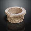 Decorative Carved Stone Vessel With Circular Shape Intricate Patterns And Holes