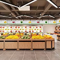 Modern Fruit Store Interior Design With Fresh Fruit Displays Wooden Shelves And Various Fruits