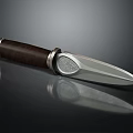 Sharp Metal Blade Weapon With Wooden Handle And Reflection On Surface 3d model